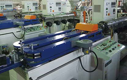 Corrugated pipe extrusion line